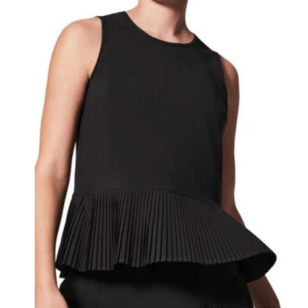 SPANX Yes Pleats Peplum Tank in Very Black
